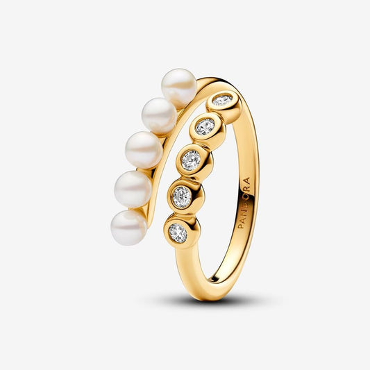 Freshwater Cultured Pearls & Stones Open Ring